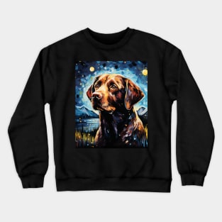 Brown Labrador Retriever Night Crewneck Sweatshirt